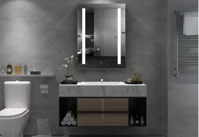 Armario de baño Colgante Armario Colgante de baño con Espejo Twist Grey Muebles de baño Modernos Espejo de baño Color Gris 